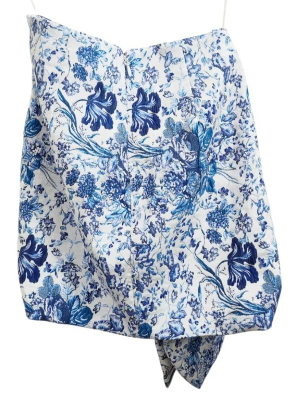 House of CB London Blue White Floral Draped Mini Skirt Size M High Waist Stateme